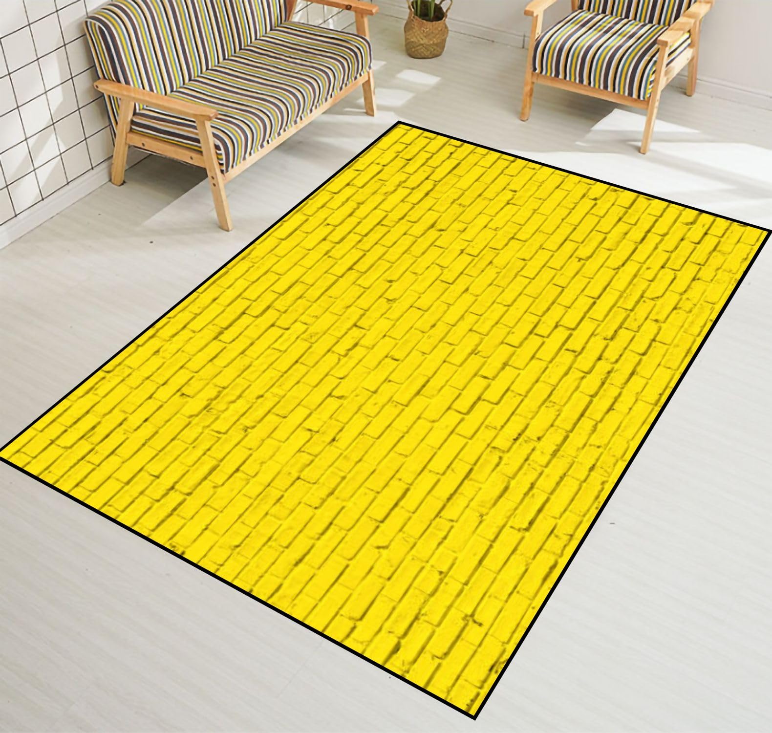 EPONGEKIT Area Rug Non-Slip Rug Yellow Brick Wall for Texture